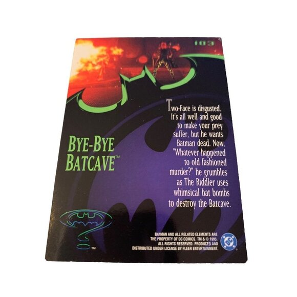 1995, Fleer Ultra - Batman Forever Cards Bye Bye Batcave #103 - Picture 2 of 2